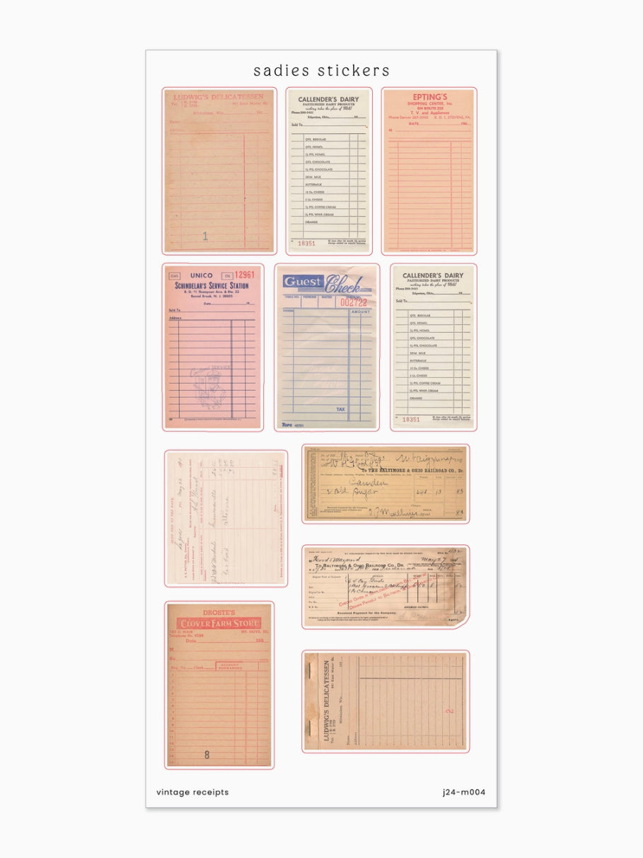 Vintage Receipts Journal Sticker Sheet