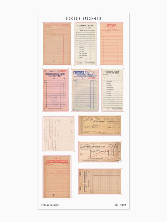 Vintage Receipts Journal Sticker Sheet