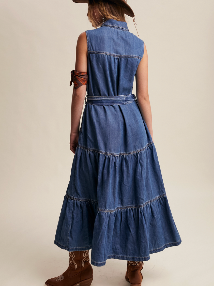 washed cobalt denim dress