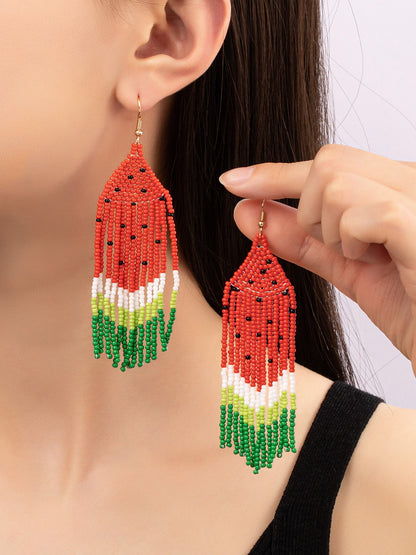 watermelon beaded earrings