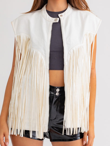 white fringe vest