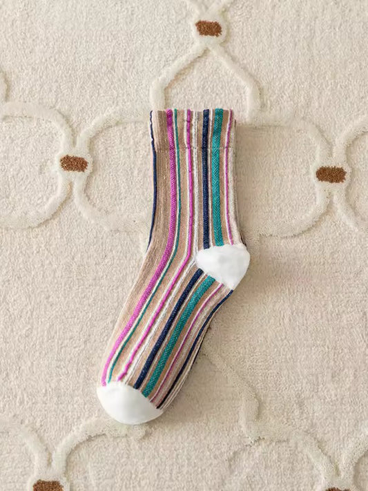 White Multi Stripe Socks