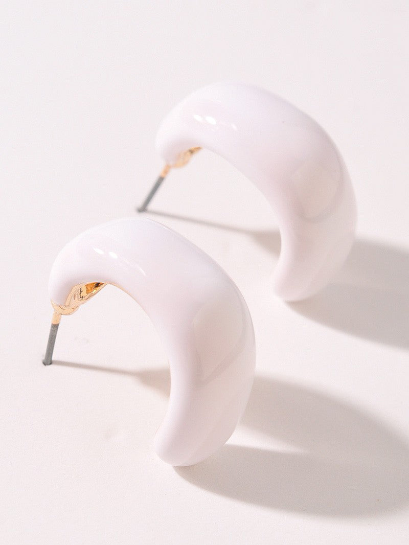 White Gloss Hoop Earrings