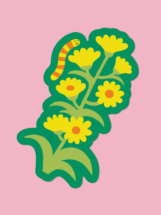 wildflower worm sticker