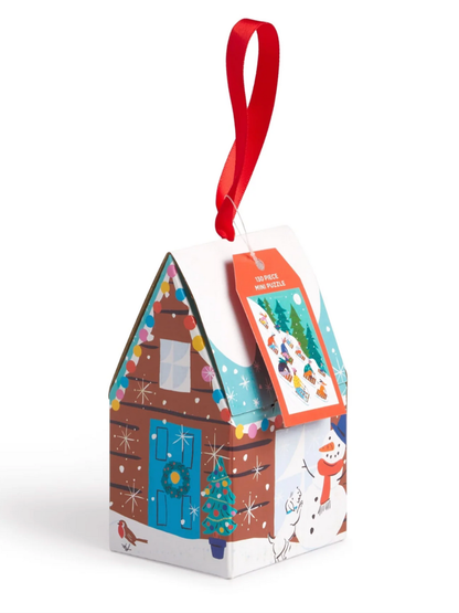 winter sledding puzzle ornament