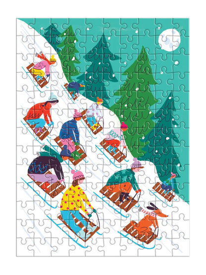 winter sledding puzzle ornament