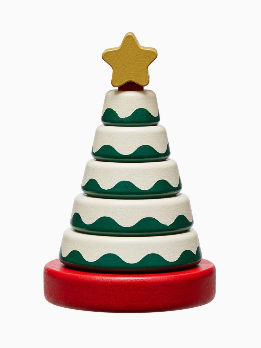 wooden holiday tree stacking toy
