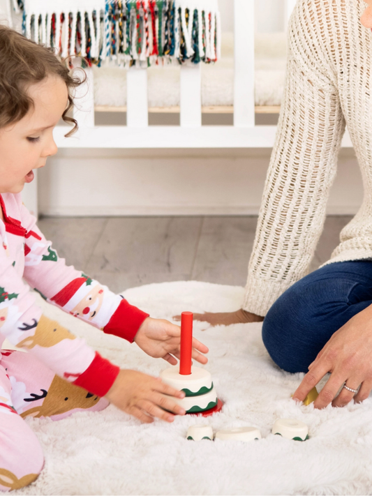 wooden holiday tree stacking toy