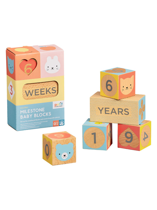 Wooden Milestone Baby Blocks