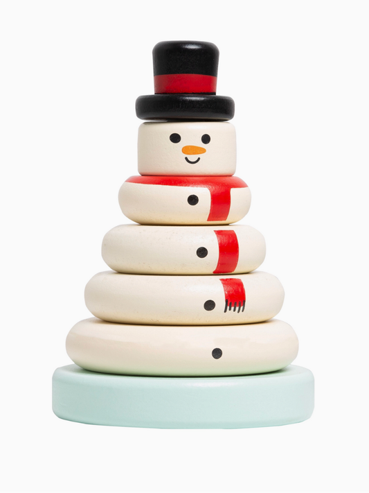 wooden snowman stacking toy