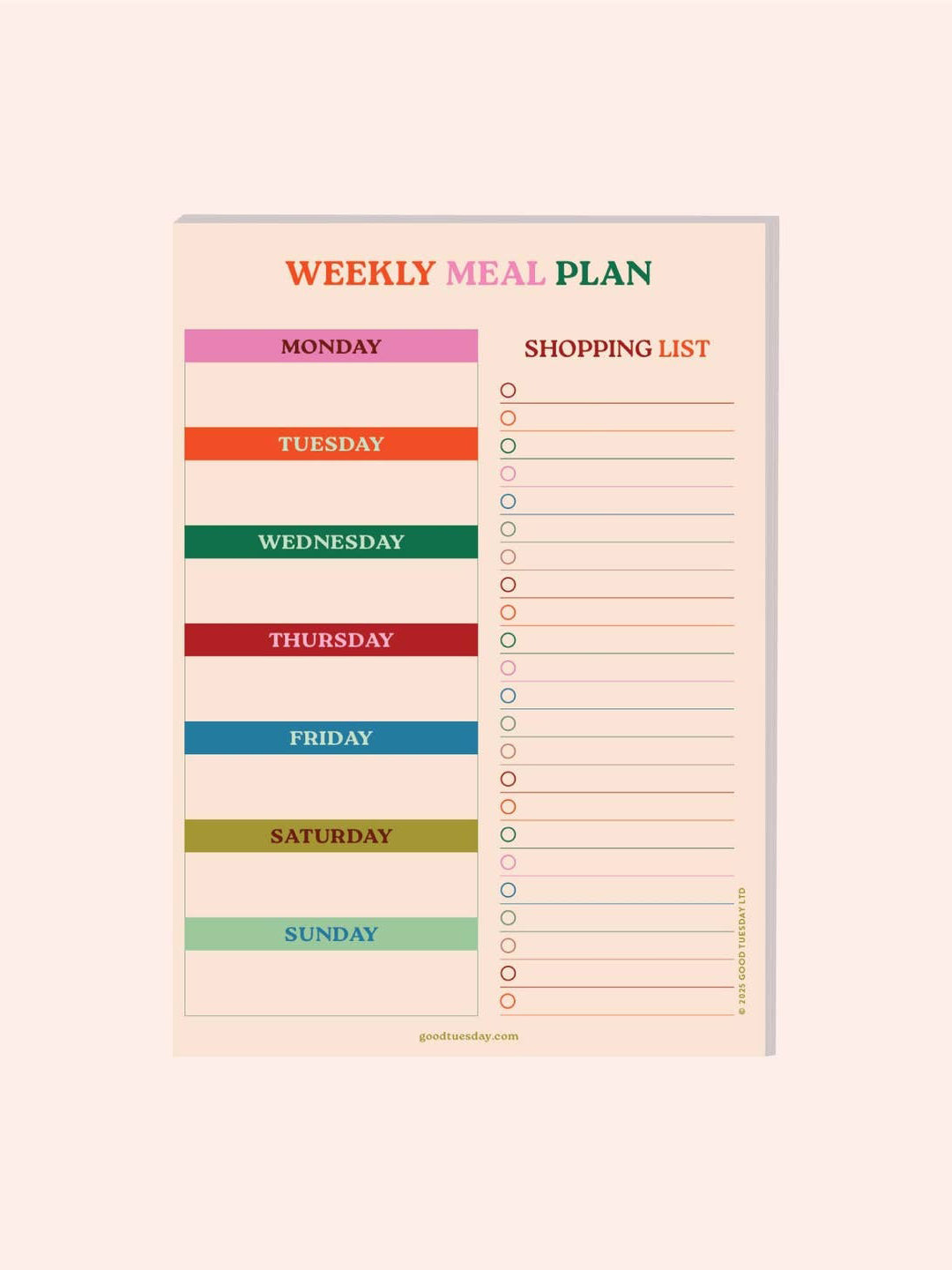 Work Hard, Play Nice A5 Meal Planner & Shopping List Pad