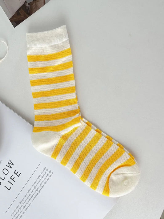 Yellow + White Striped Socks