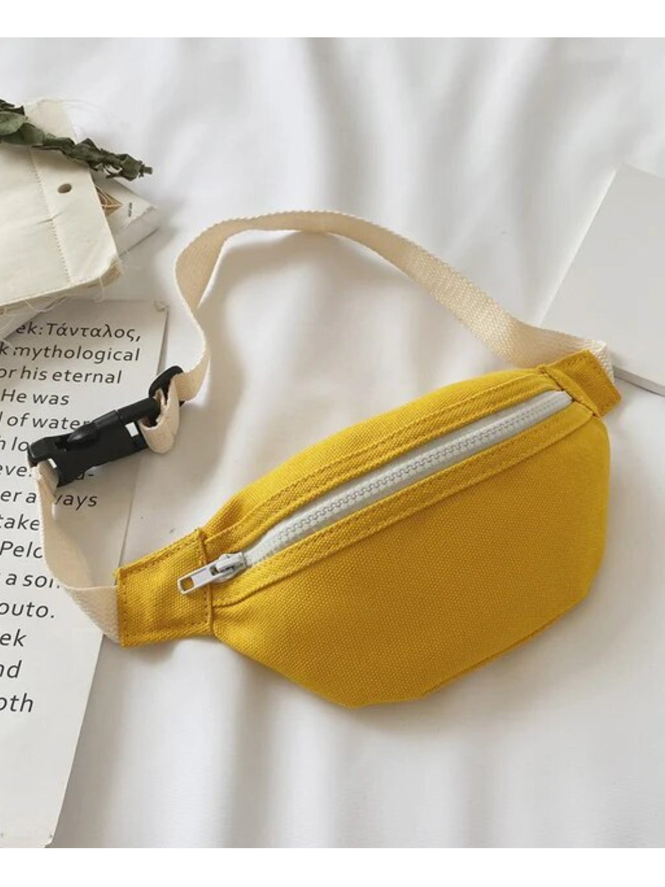 yellow canvas fanny pack
