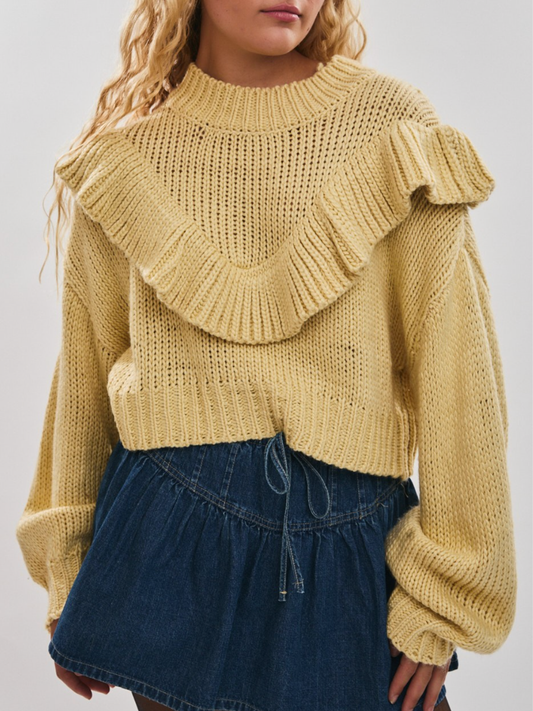 yellow ruffle sweater