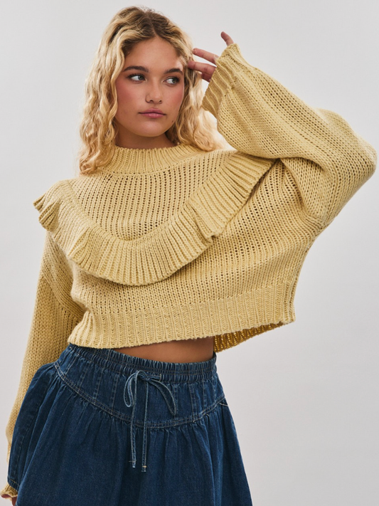 yellow ruffle sweater