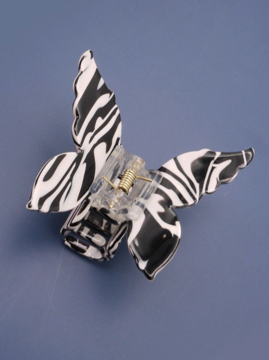 zebra butterfly hair claw clip