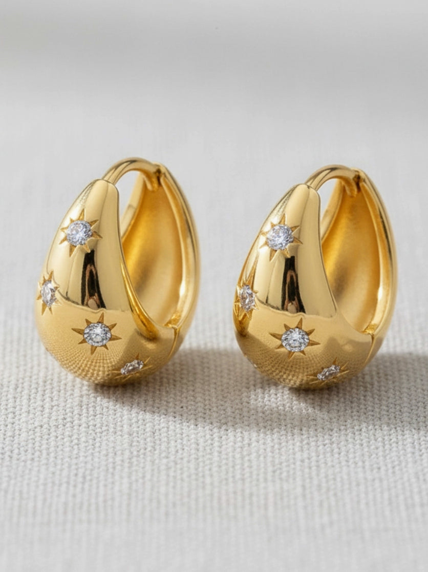 Zirconia Starburst Hoop Earrings