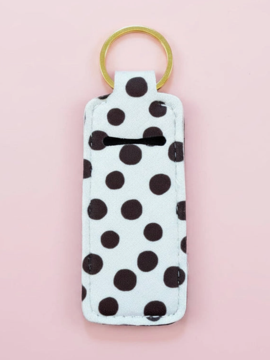 zoe dotted lip balm holder keychain