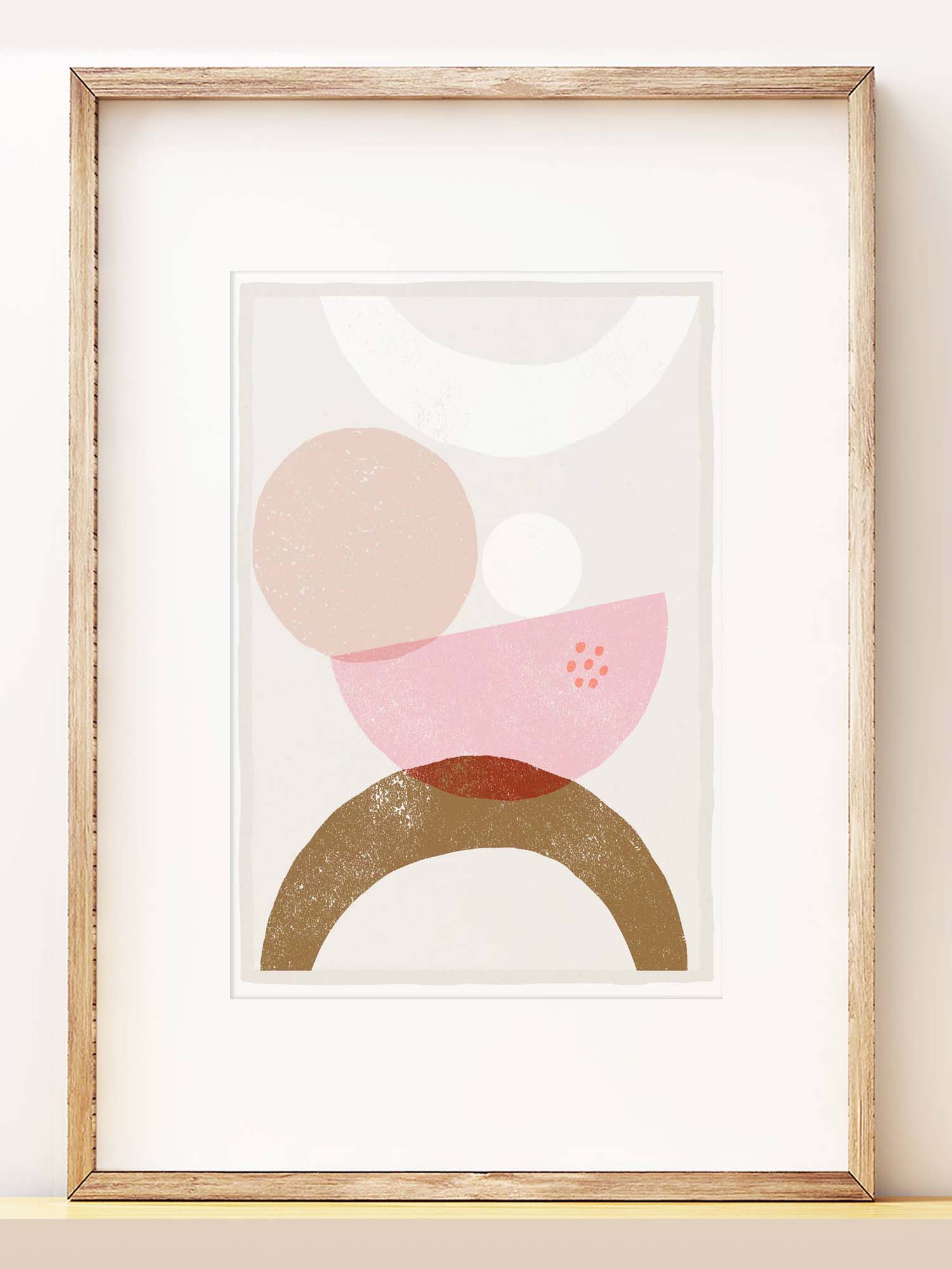 the balancing art print in a frame