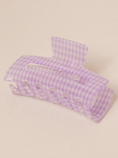 Purple Acrylic Checkered Claw Clip